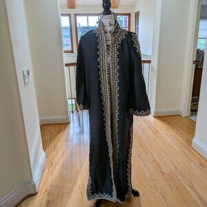 Stunning Elegant Egyptian Dress/ Coat with Ornate Gold & Silver Embellishment